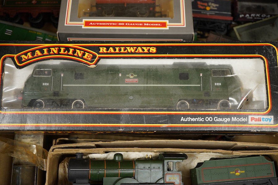 A quantity of 00 gauge model railway by Tri-ang, Mainline, Dapol, Bachmann, GMR, Hornby Dublo, etc. including; nine steam and diesel locomotives, together with boxed and unboxed freight wagons, coaches, kits and other mo